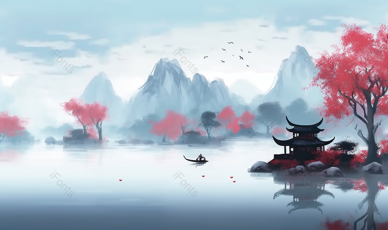 新中式水墨山水画,插画/手绘图,插画/手绘图库,插画/手绘图下载,插画/手绘